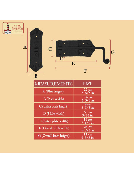 Pestillo rústico forjado a mano para...