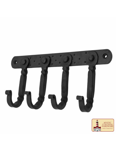 Rustik garderobe med 4 håndsmidede kroge