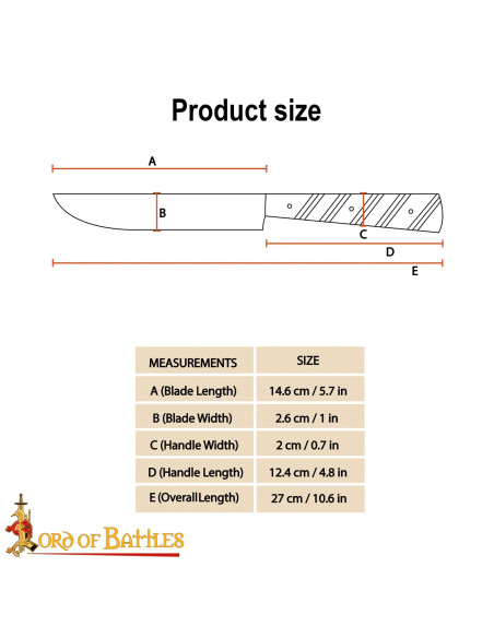 Middelalderkøkkenkniv med benhåndtag,...