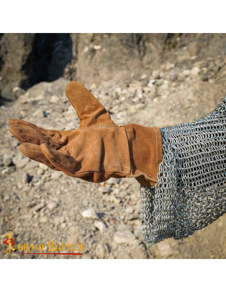 Guantes medievales en piel de ante,...