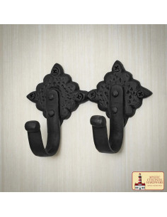 Soporte doble rústico para colgar en pared (13,9 x 5 cm.)