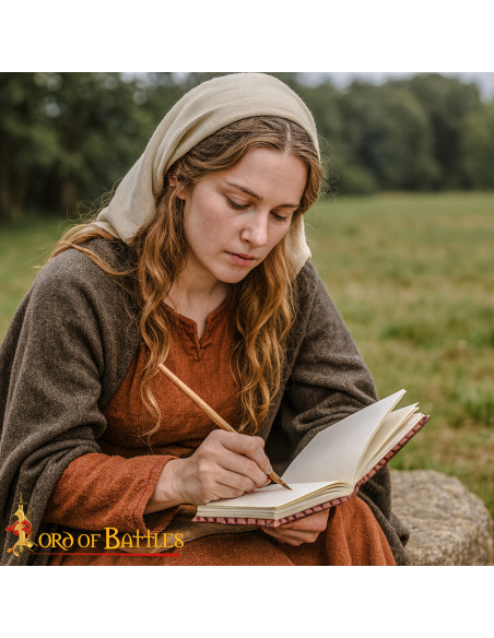 Medieval dagbog med læderdække og...