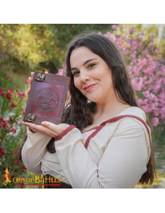 Diario medieval tapa cuero diseño Flor de Lis repujada