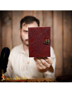 Diario medieval tapa cuero diseño Árbol de la Sabiduría