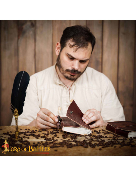 Medieval dagbog med læderdække,...