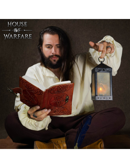 Medieval dagbog med læderdække og...