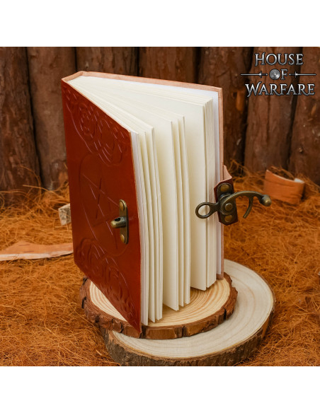 Medieval dagbog med læderdække og...