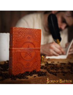 Diario medieval tapa cuero diseño Estrella repujada