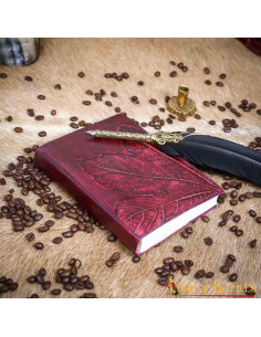 Medieval dagbog med læderomslag, designede indpunsede blade 2