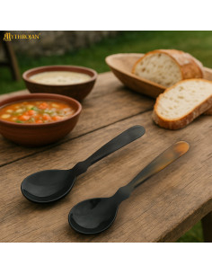 Set 2 cucharas medievales en asta de cuerno de buey