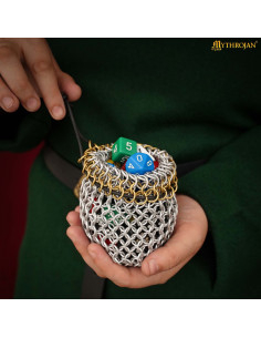 Beuteltasche aus Aluminiumringgeflecht mit Kordel