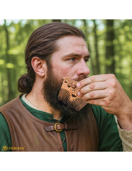 Viking kam in brons met leren hoes,...