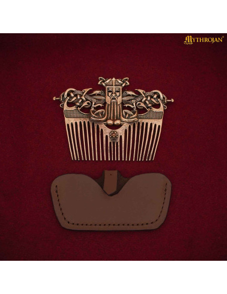 Peine vikingo en bronce con funda...