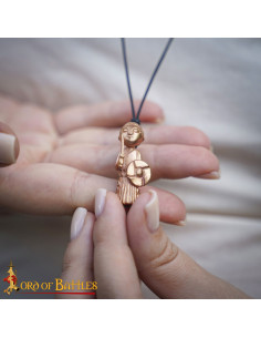 Colgante vikingo medieval dama Valkiria en bronce