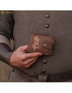 Cartera en cuero con decoración en bronce fundido 2