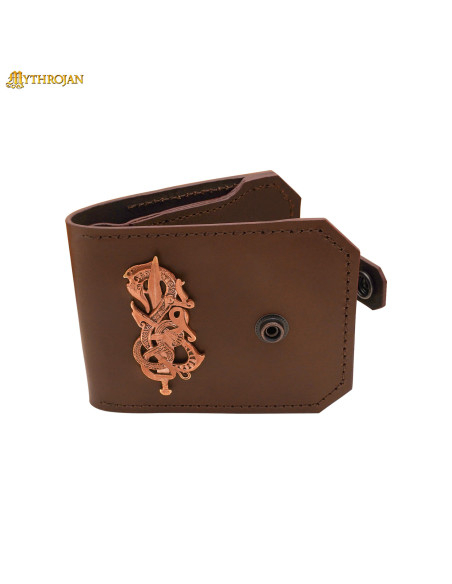 Cartera en cuero con decoración en...