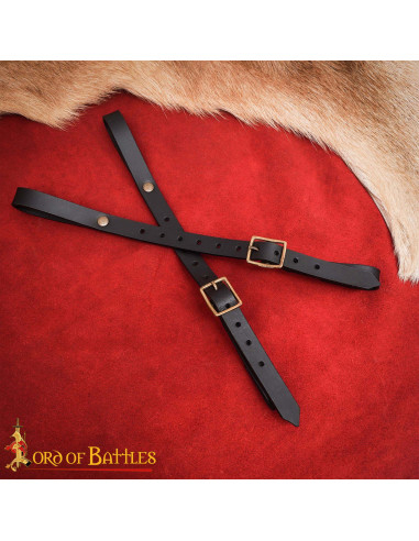 Halsband für Gürtel zum Aufhängen von Schwertern, schwarzes Leder