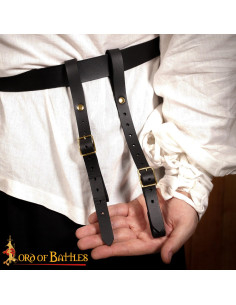 Tahalí para cinturón para colgar espadas, cuero negro 2