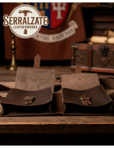 Bolso de cinturón medieval DuoPouch en cuero marrón 2