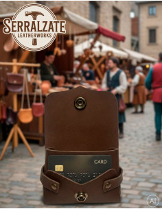 Bolsa limosnera-tarjetera para recreacionistas en marrón
