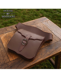 Bolso bandolera en cuero marrón finales Edad Media