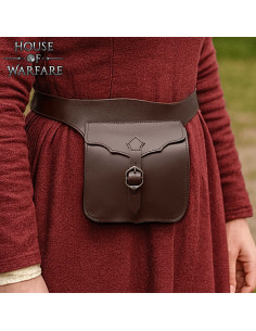 Umhängetasche aus braunem Leder aus der Spätmittelalterzeit 2