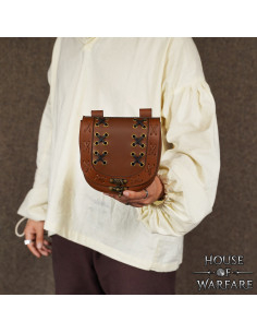 Bolso medieval con cordones para cinturón, color marrón