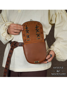 Bolso medieval con cordones para cinturón, color marrón 2