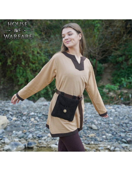 Middeleeuwse schoudertas van suède...