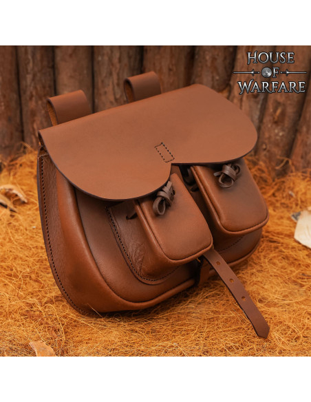 Bolso medieval cuero marrón con... Bolso medieval cuero marrón con...