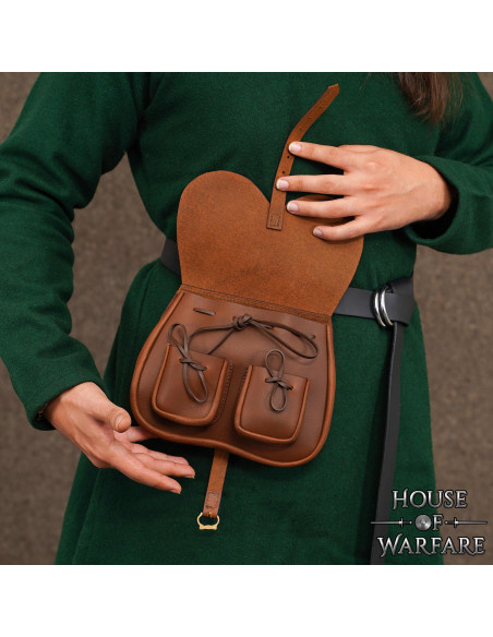Bolso medieval cuero marrón con... Bolso medieval cuero marrón con...