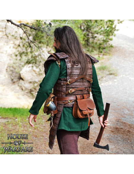 Middeleeuwse leren tas bruin met...