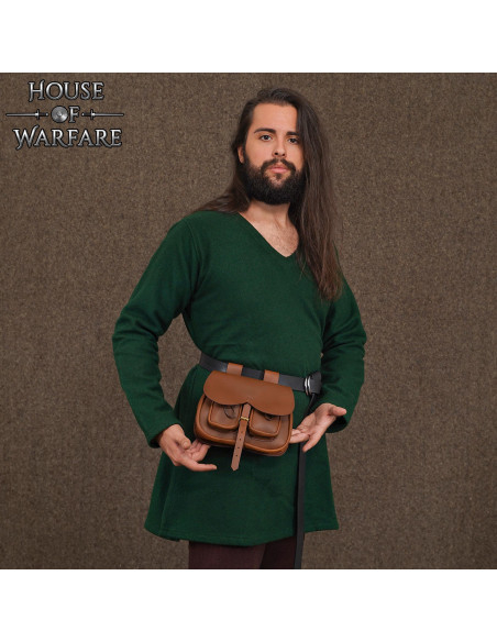 Bolso medieval cuero marrón con... Bolso medieval cuero marrón con...