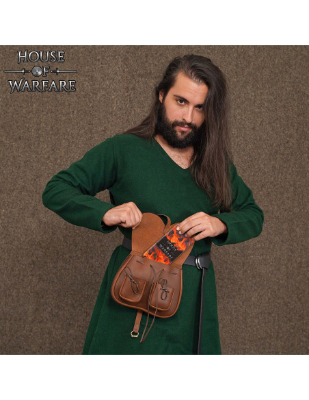 Bolso medieval cuero marrón con... Bolso medieval cuero marrón con...