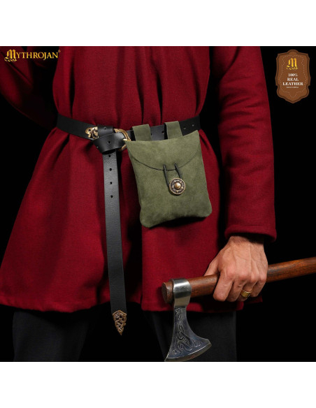 Medieval bæltetaske i ruskind,... Medieval bæltetaske i ruskind,...