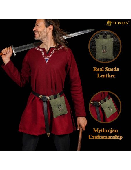 Medieval bæltetaske i ruskind,... Medieval bæltetaske i ruskind,...