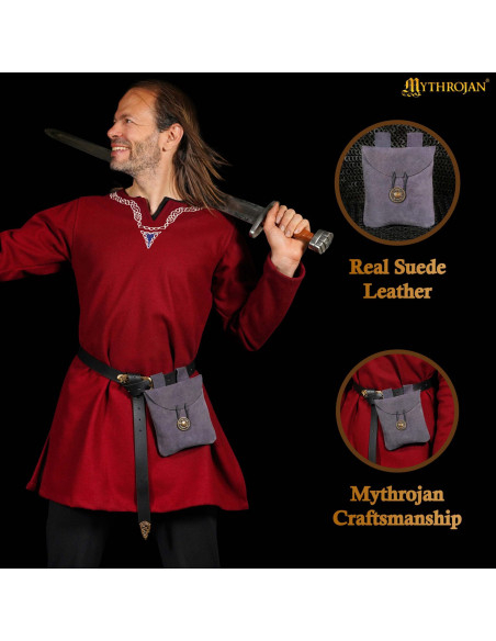 Medieval schoudertas van suède, kleur...