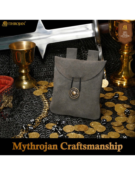 Medieval bæltetaske i ruskind med... Medieval bæltetaske i ruskind med...
