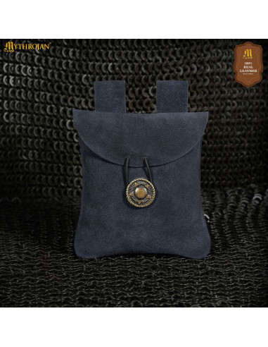 Medieval læderfanny pack i ruskind, mørkeblå farve