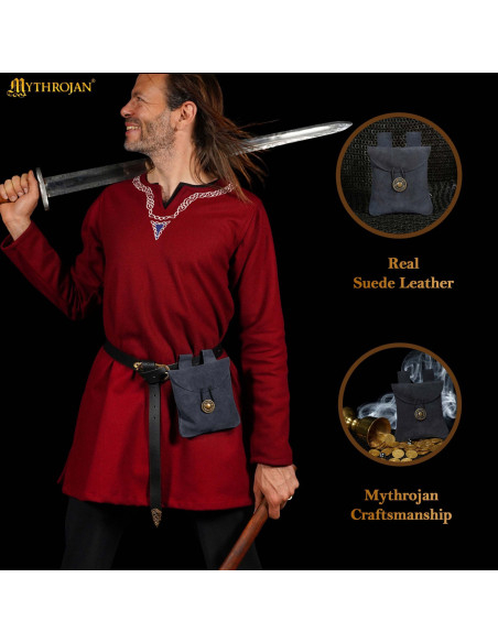Medieval læderfanny pack i ruskind,... Medieval læderfanny pack i ruskind,...