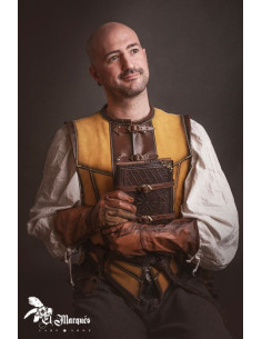 Cuera medieval corta para hombre, serraje amarillo