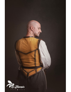 Cuera medieval corta para hombre, serraje amarillo 2