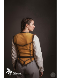 Cuera medieval corta para mujer, serraje amarillo 2