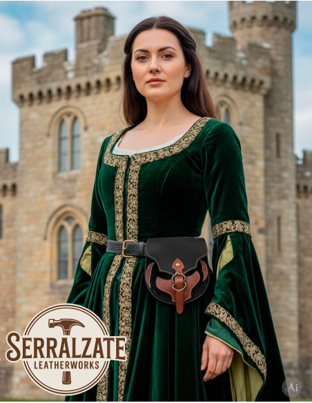 Mittelalterliche schwarze Ledertasche...