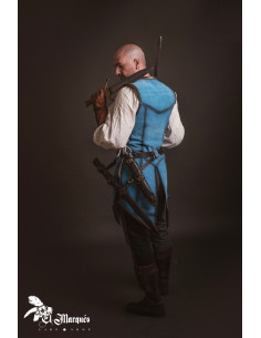 Lange mittelalterliche Herrenjacke aus Wildleder in Blau 2