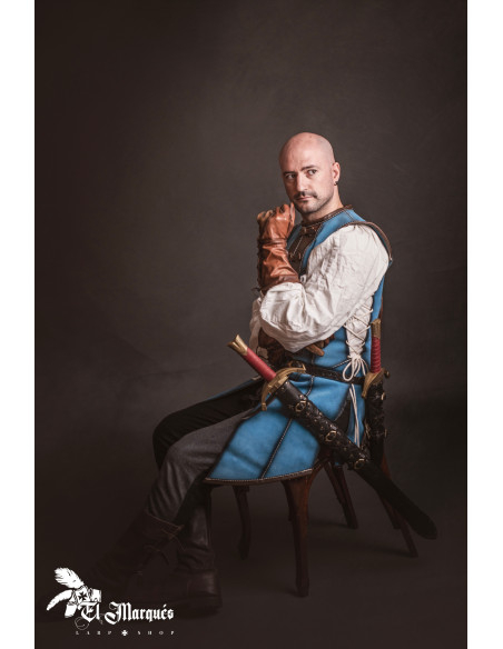 Lang middelalderkappe til mænd, blå...