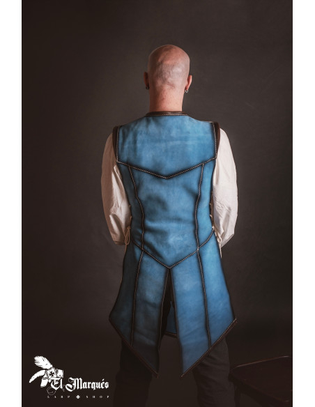 Lang middelalderkappe til mænd, blå...