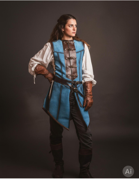 Lang middelalderkåpe til kvinder, blå...