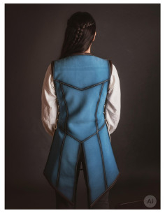 Cuera medieval larga para mujer, serraje azul 2