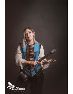 Cuera medieval corta para mujer, serraje azul